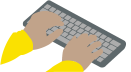 Hands typing on a keyboard