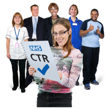 Group with person holding bare review booklet